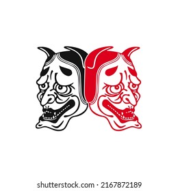 demon samurai head illustration vector