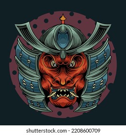 Demon samurai with vector illustration