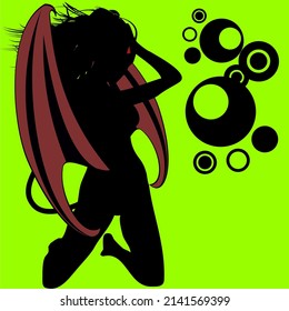 demon shadow girl set collection illustration in vector format