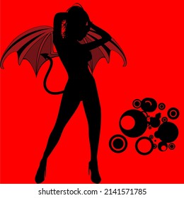 demon shadow girl set collection illustration in vector format