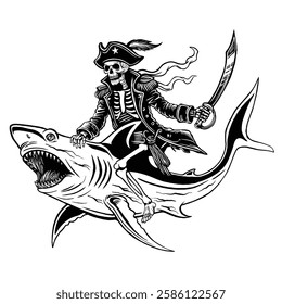 The Demon Shark illustration vector vintage