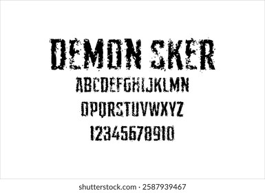 Demon Sker font for logo and headline. Isolated vector typeset