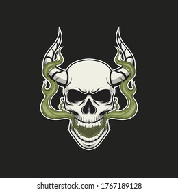 Demon skull evil vector illustration