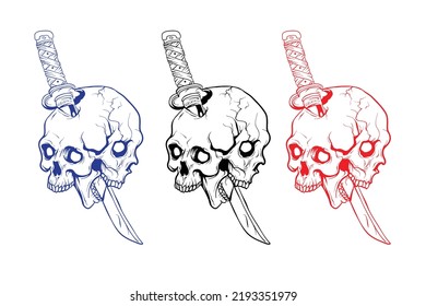 Calavera de demonio con ilustración vectorial de cuernos