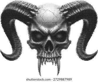 Demônio crânio chifres vetor ilustração para horror satânico e temas de design gótico