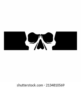 Demon Skull Icon Logo Design. Black and White Stencil Tattoo. Flat Vector Illustration on White Background.