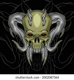 demon skull illustration for commercial use