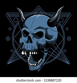 Demon skull illustration with sacred geometry