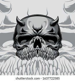 Demon Skull Illustration Vector Design