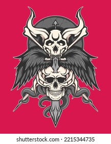 Imagen vectorial de la ilustración Demon Skull