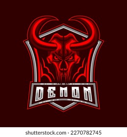 Demon Skull lE-Sport Mascot Logo Design Vector Illustration