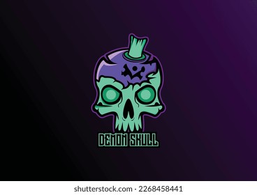 diseño de mascota premium del logotipo del cráneo demon