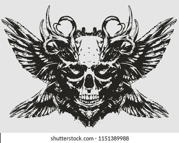 Demon skull with sparkling eyes