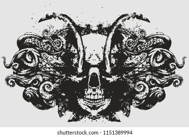 Demon skull with sparkling eyes