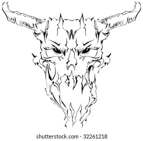 Demon skull, tattoo design