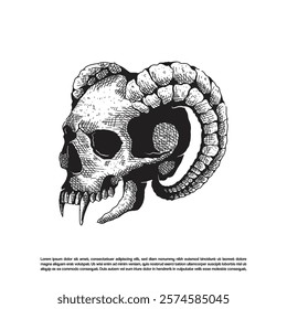 Demon skull with vampire teeth vector