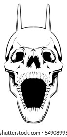 Demon skull. Vector horror illustration, isolated object