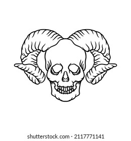 Demon skull vector illustration. Demon skull line art