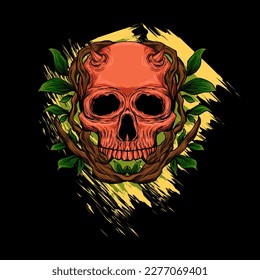 Demon skull vector illustration suitable for t shirt and poster print