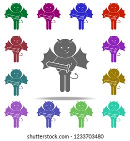demon with sword icon. Elements of Angel and demon in multi color style icons. Simple icon for websites, web design, mobile app, info graphics