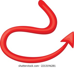 Demon tail. Cartoon devil element. Satan symbol isolated on white background