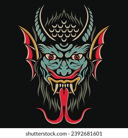 Demon tattoo vector design illustration