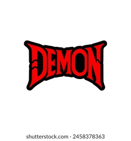 demon text sticker tshirt label vector illustration template design