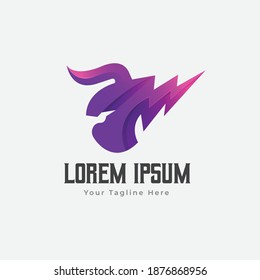 Demon thunder gradient logo. Vector illustration