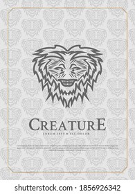 Demon tiger illustration. Mythical creature illustration with line art concepts, can be used for logo, identity, tattoo, t-shirt design, card, poster or wallpaper