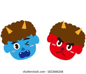 
Demon vector illustration. Japanese demon called "oni" that can be used for setsubun . Setsubun means japanese traditional event,holiday for end of winter in Japan .