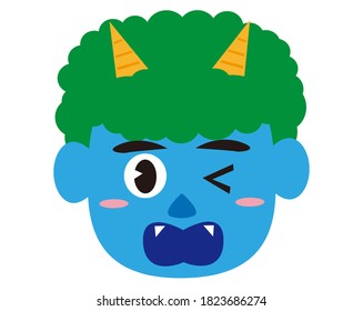 
Ilustración vectorial Demon. El demonio japonés llamado "oni" que se puede usar para setsubun . Setsubun significa acontecimiento tradicional japonés, feriado para el final del invierno en Japón.