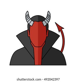 Demon Vector illustration. Religion icon. Silhouette. Flat style.