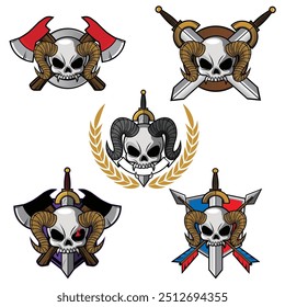 Conjunto de pacote de design de emblema Demon Warrior