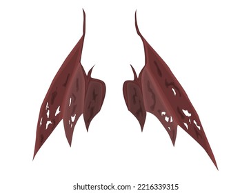 demon wings red devil scary full of holes. vector flat style