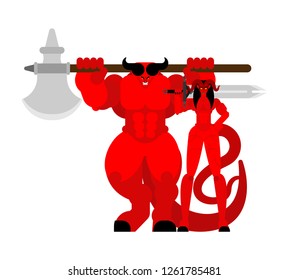 Demon woman and man warrior. Devil Family Strong. berserk Succubus and satan. Hell warriors 