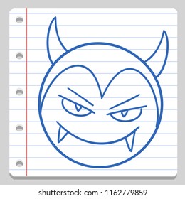 Demond Head Vampire Halloween Notebook School Doodle Icon Symbol Sketch Line Art