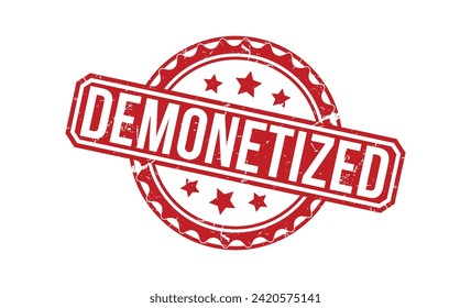 Demonetized Red Rubber Stamp vector design.