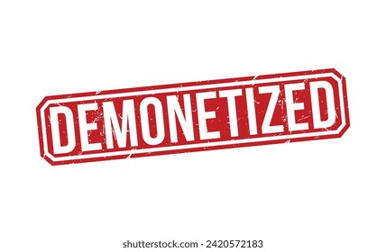 Sello de goma roja con sello desonetizado sobre fondo blanco. Señal de sello desmonetizada. Sello desonetizado.