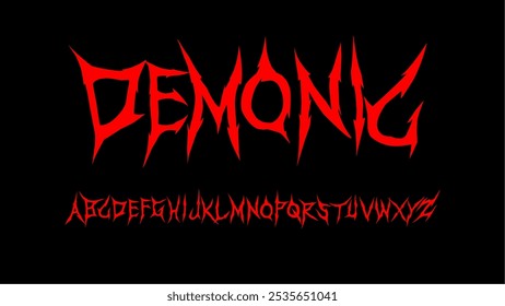 Fuente demoníaca, fuente de Vector con letras oscuras estilo de tipografía Diseños de impresión gótica con sangre Ghotic
