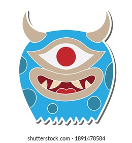 demonic character hand drawn doodle stickers design vector illustration