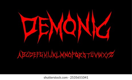 Fuente demoníaca, fuente de Vector con letras oscuras estilo de tipografía Diseños de impresión gótica con sangre Ghotic
