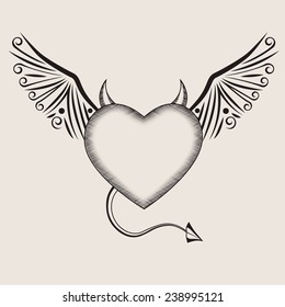 Demonic hatch heart. EPS10 vector