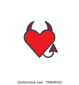 Demonic Love Red Heart Horns Tail Stock Vector (Royalty Free) 794049352 ...