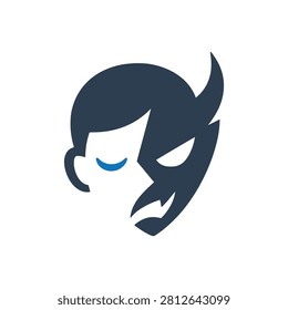Demonic Possession Face Icon Isolated On White Background