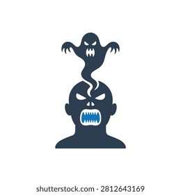 Demonic Possession Mind Spirit Icon Isolated On White Background