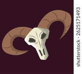 Demonic skull with large twisted horns Vector illustration