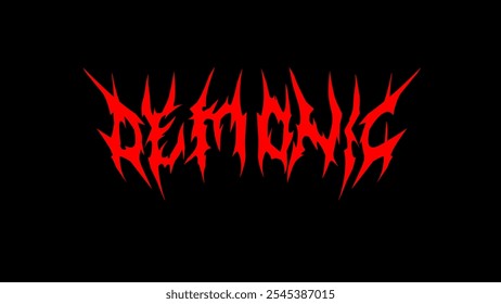 Demonic typography metal-inspired lettering vector, blood red color on a black background create a dark, gothic vibe. Perfect for heavy metal logos, album covers, or horror themed t-shirt