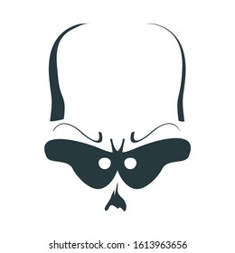 Demonic ugly face. Devil character. Demon or monster front view horror face.