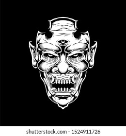 demon,monster,satanic hand drawing vector isolated,easy to edit