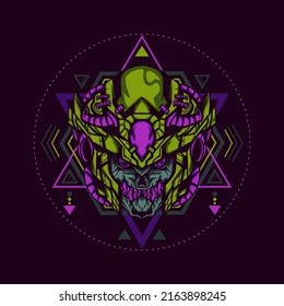 Demonoid with Geometry Ornament for merchandise, apparel or other